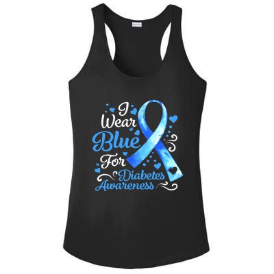 In November We Wear Blue Ribbon Diabetes Awareness Month Ladies PosiCharge Competitor Racerback Tank