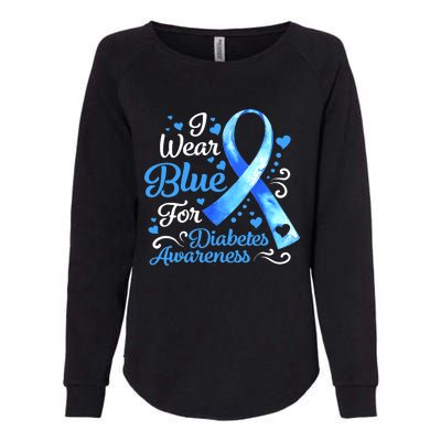 In November We Wear Blue Ribbon Diabetes Awareness Month Womens California Wash Sweatshirt