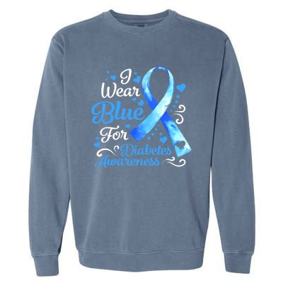 In November We Wear Blue Ribbon Diabetes Awareness Month Garment-Dyed Sweatshirt