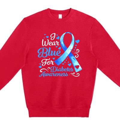 In November We Wear Blue Ribbon Diabetes Awareness Month Premium Crewneck Sweatshirt