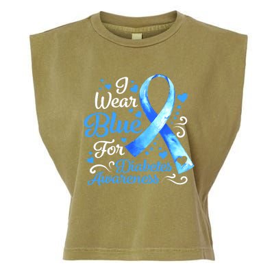 In November We Wear Blue Ribbon Diabetes Awareness Month Garment-Dyed Women's Muscle Tee