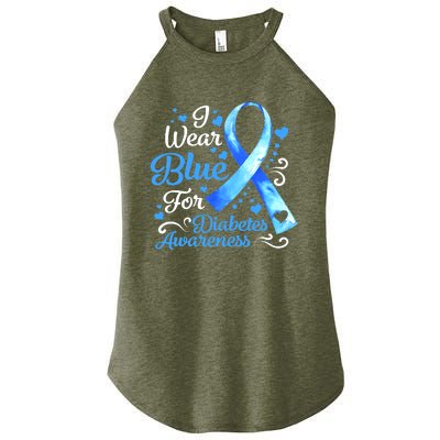 In November We Wear Blue Ribbon Diabetes Awareness Month Women's Perfect Tri Rocker Tank