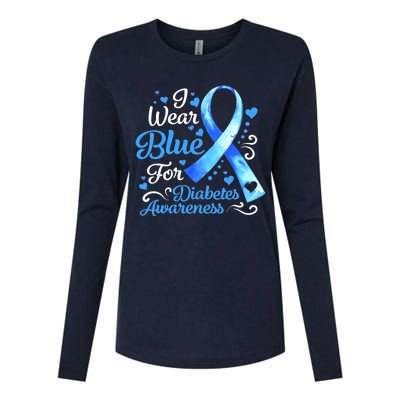 In November We Wear Blue Ribbon Diabetes Awareness Month Womens Cotton Relaxed Long Sleeve T-Shirt