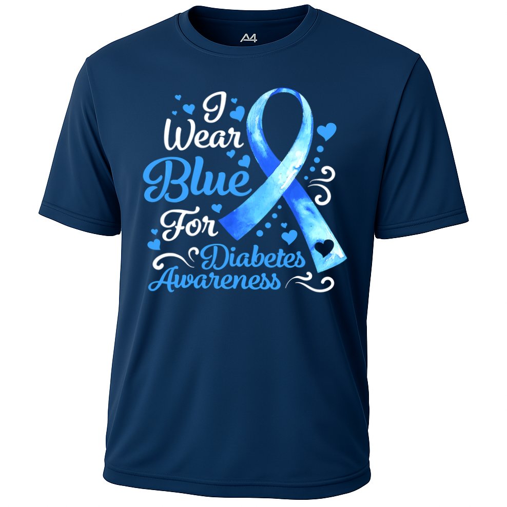 In November We Wear Blue Ribbon Diabetes Awareness Month Cooling Performance Crew T-Shirt