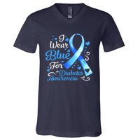 In November We Wear Blue Ribbon Diabetes Awareness Month V-Neck T-Shirt