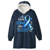 In November We Wear Blue Ribbon Diabetes Awareness Month Hooded Wearable Blanket