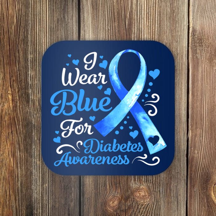 In November We Wear Blue Ribbon Diabetes Awareness Month Coaster