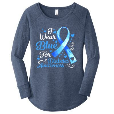 In November We Wear Blue Ribbon Diabetes Awareness Month Women's Perfect Tri Tunic Long Sleeve Shirt