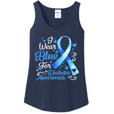 In November We Wear Blue Ribbon Diabetes Awareness Month Ladies Essential Tank