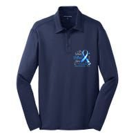 In November We Wear Blue Ribbon Diabetes Awareness Month Silk Touch Performance Long Sleeve Polo