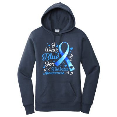 In November We Wear Blue Ribbon Diabetes Awareness Month Women's Pullover Hoodie