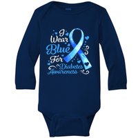 In November We Wear Blue Ribbon Diabetes Awareness Month Baby Long Sleeve Bodysuit