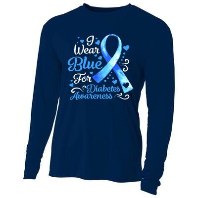 In November We Wear Blue Ribbon Diabetes Awareness Month Cooling Performance Long Sleeve Crew