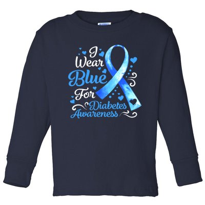 In November We Wear Blue Ribbon Diabetes Awareness Month Toddler Long Sleeve Shirt