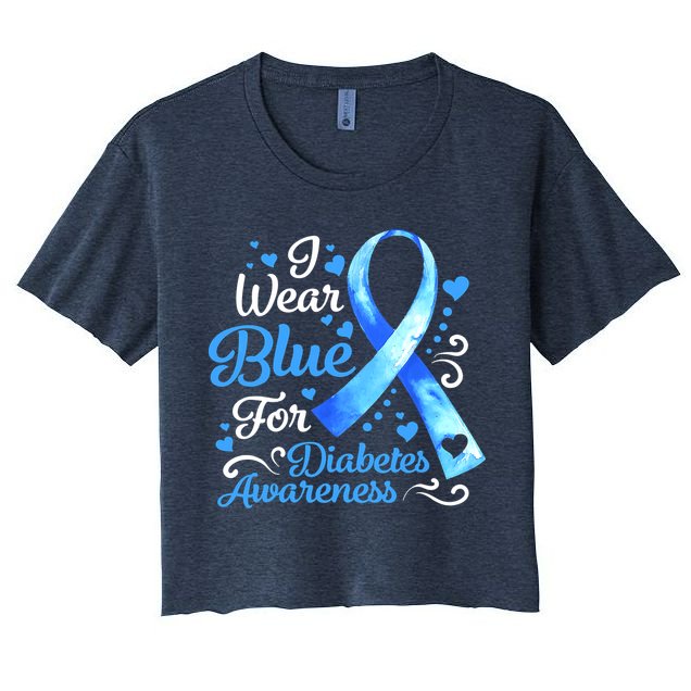 In November We Wear Blue Ribbon Diabetes Awareness Month Crop Top