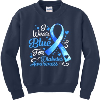 In November We Wear Blue Ribbon Diabetes Awareness Month Kids Sweatshirt