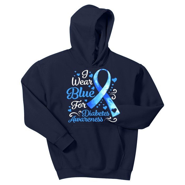 In November We Wear Blue Ribbon Diabetes Awareness Month Kids Hoodie