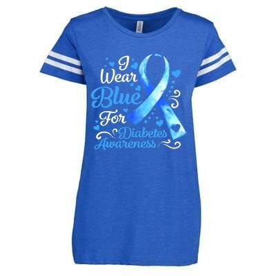 In November We Wear Blue Ribbon Diabetes Awareness Month Enza Ladies Jersey Football T-Shirt