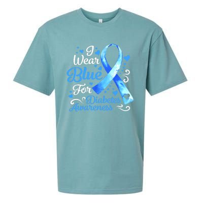 In November We Wear Blue Ribbon Diabetes Awareness Month Sueded Cloud Jersey T-Shirt