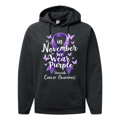 In November We Wear Purple Pancreatic Cancer Awareness Month Performance Fleece Hoodie