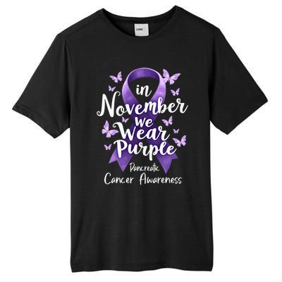 In November We Wear Purple Pancreatic Cancer Awareness Month Tall Fusion ChromaSoft Performance T-Shirt