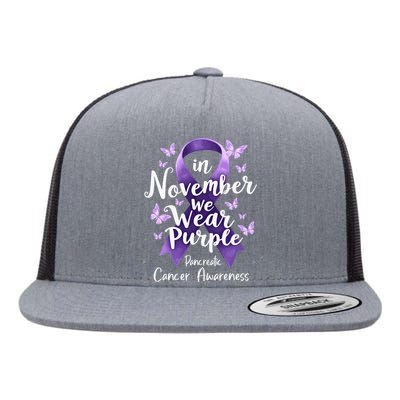 In November We Wear Purple Pancreatic Cancer Awareness Month Flat Bill Trucker Hat