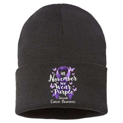 In November We Wear Purple Pancreatic Cancer Awareness Month Sustainable Knit Beanie