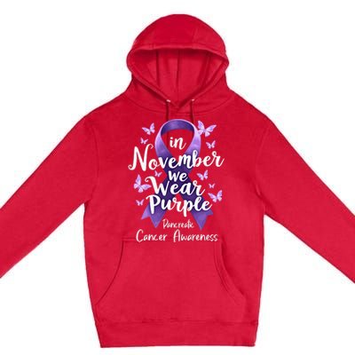 In November We Wear Purple Pancreatic Cancer Awareness Month Premium Pullover Hoodie