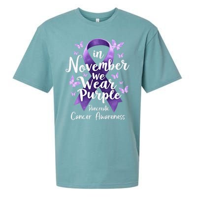 In November We Wear Purple Pancreatic Cancer Awareness Month Sueded Cloud Jersey T-Shirt