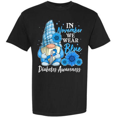 In November We Wear Blue Diabetes Awareness Blue Gnome Garment-Dyed Heavyweight T-Shirt