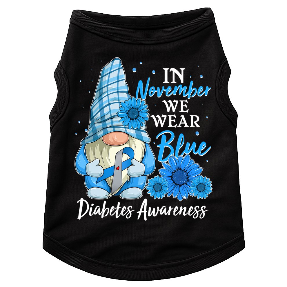 In November We Wear Blue Diabetes Awareness Blue Gnome Doggie Tank