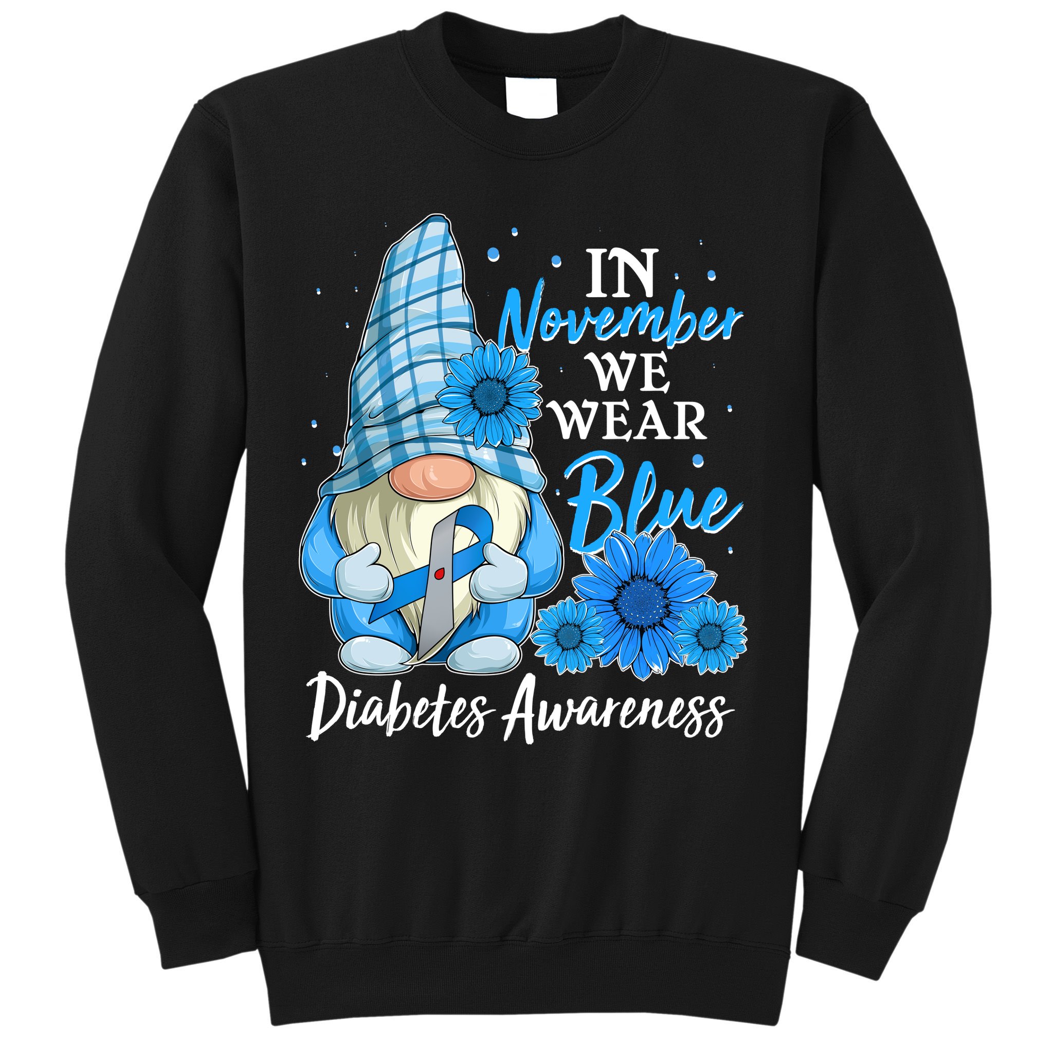 In November We Wear Blue Diabetes Awareness Blue Gnome Sweatshirt