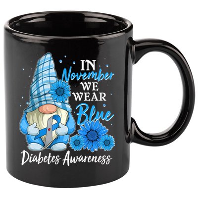 In November We Wear Blue Diabetes Awareness Blue Gnome 11oz C Handle Ceramic Mug