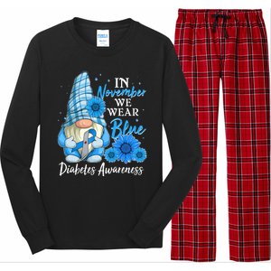 In November We Wear Blue Diabetes Awareness Blue Gnome Long Sleeve Pajama Set