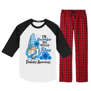 In November We Wear Blue Diabetes Awareness Blue Gnome Raglan Sleeve Pajama Set