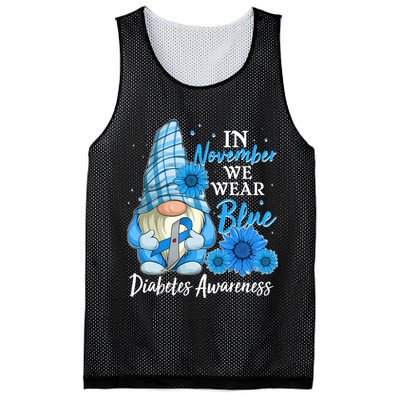 In November We Wear Blue Diabetes Awareness Blue Gnome Mesh Reversible Basketball Jersey Tank