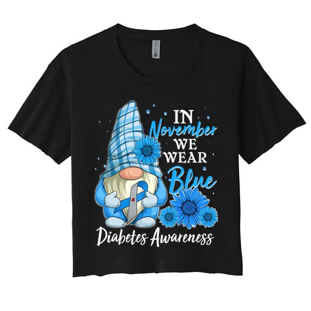 In November We Wear Blue Diabetes Awareness Blue Gnome Crop Top