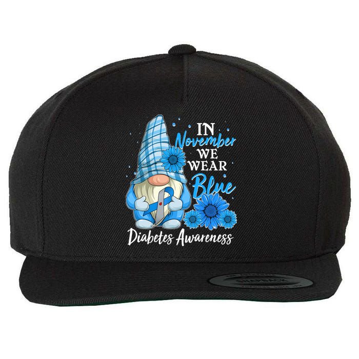 In November We Wear Blue Diabetes Awareness Blue Gnome Wool Snapback Cap
