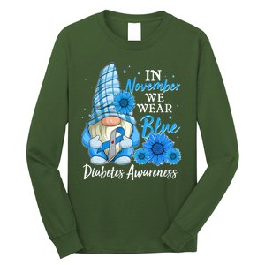 In November We Wear Blue Diabetes Awareness Blue Gnome Long Sleeve Shirt