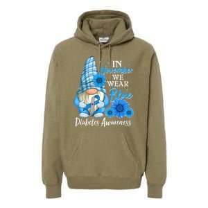 In November We Wear Blue Diabetes Awareness Blue Gnome Premium Hoodie