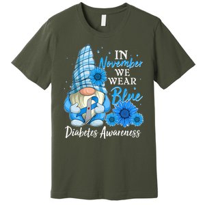 In November We Wear Blue Diabetes Awareness Blue Gnome Premium T-Shirt