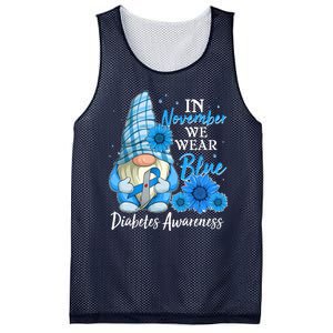 In November We Wear Blue Diabetes Awareness Blue Gnome Mesh Reversible Basketball Jersey Tank