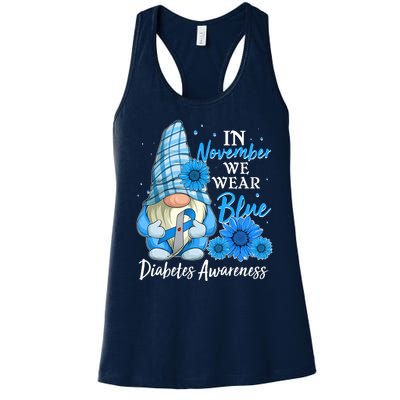 In November We Wear Blue Diabetes Awareness Blue Gnome Women's Racerback Tank