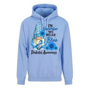 In November We Wear Blue Diabetes Awareness Blue Gnome Unisex Surf Hoodie