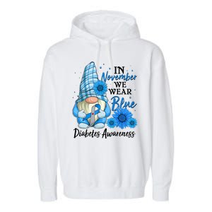 In November We Wear Blue Diabetes Awareness Blue Gnome Garment-Dyed Fleece Hoodie