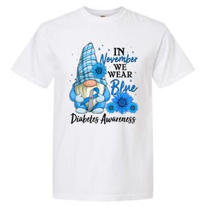 In November We Wear Blue Diabetes Awareness Blue Gnome Garment-Dyed Heavyweight T-Shirt