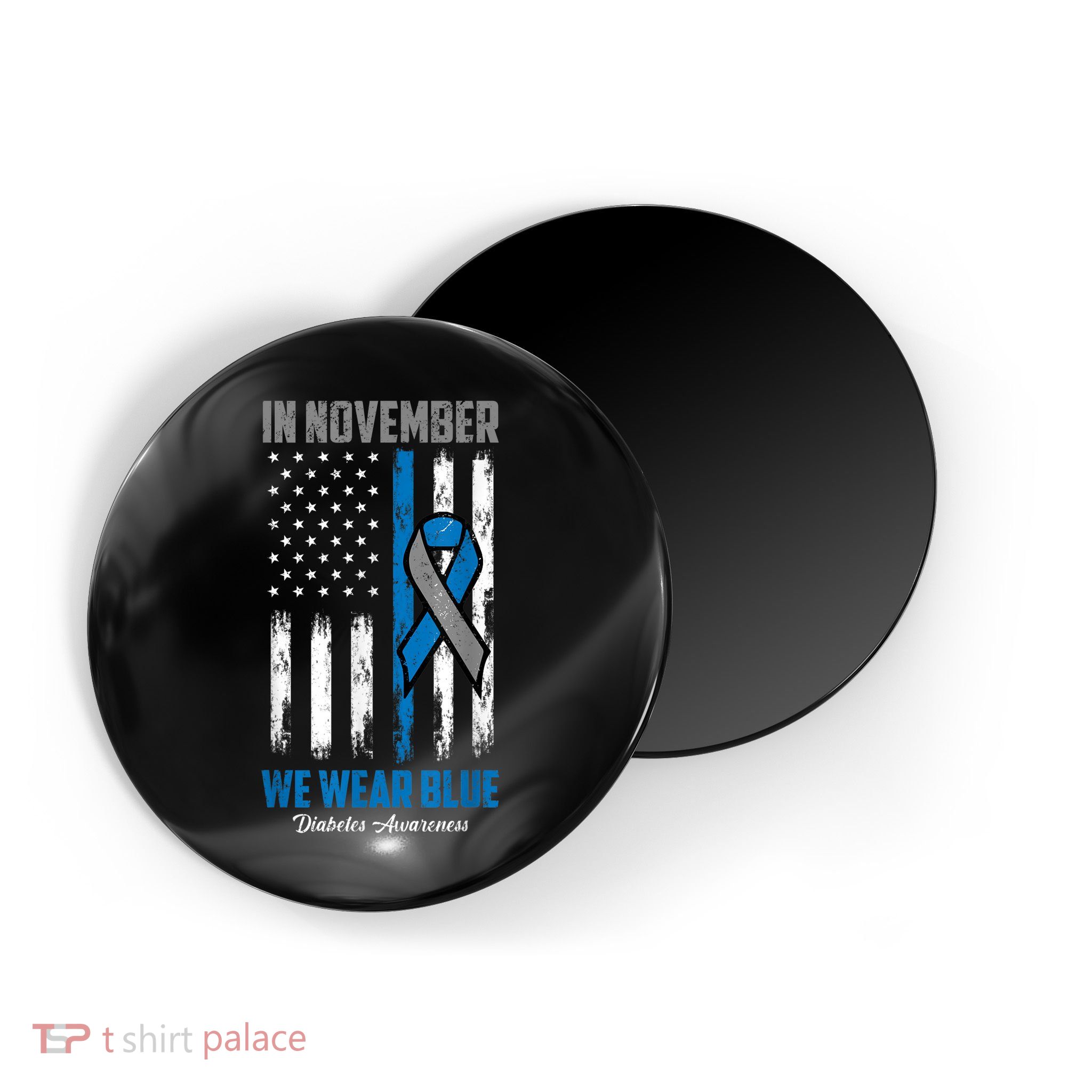 In November We Wear Blue USA Flag Diabetes Awareness Month Magnet
