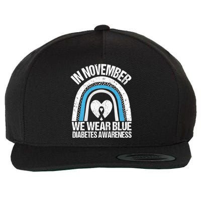 In November We Wear Blue Ribbon Diabetes Awareness Wool Snapback Cap