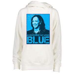 In November We Wear Blue Kamala Harris 2024 Womens Funnel Neck Pullover Hood