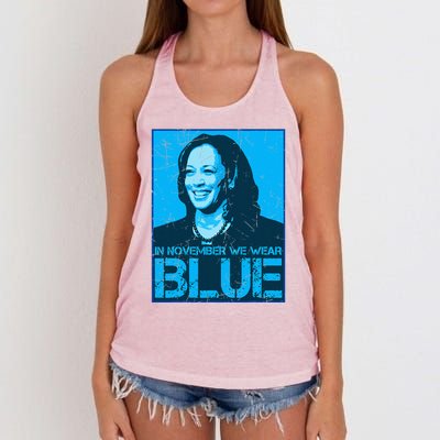 In November We Wear Blue Kamala Harris 2024 Women's Knotted Racerback Tank